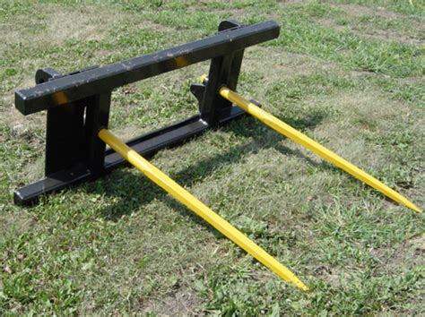 mini excavator bale spear|double adjustable bale spear.